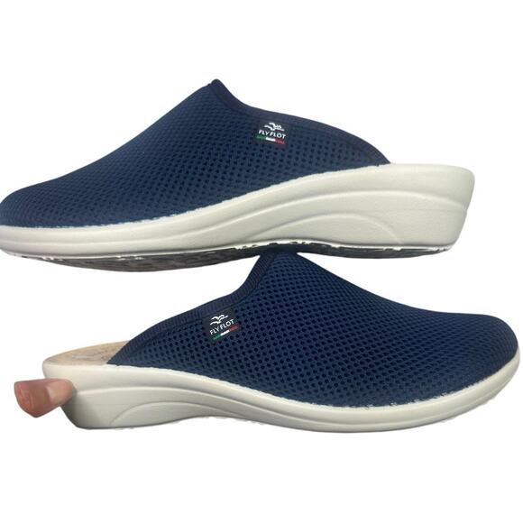 Flyflot Women's Comfort Mules Size 40 U.S. 9 M Blue Fabric NWOB - Picture 1 of 7